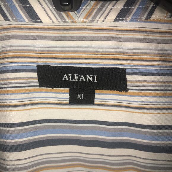Alfani Cotton Blend XL Long Sleeve Button Front Striped Shirt - Picture 3 of 7